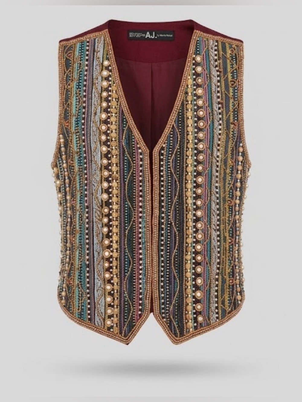 Vintage AJ Brocade Beaded Vest